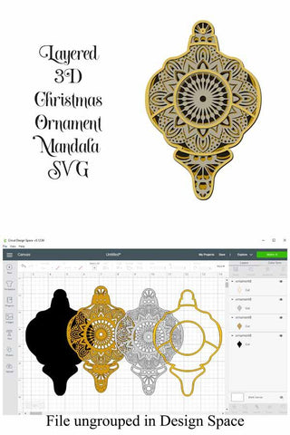 Download Christmas Ornament Svg Layered Mandala For Cutting Machines 4 Layers Png Eps So Fontsy