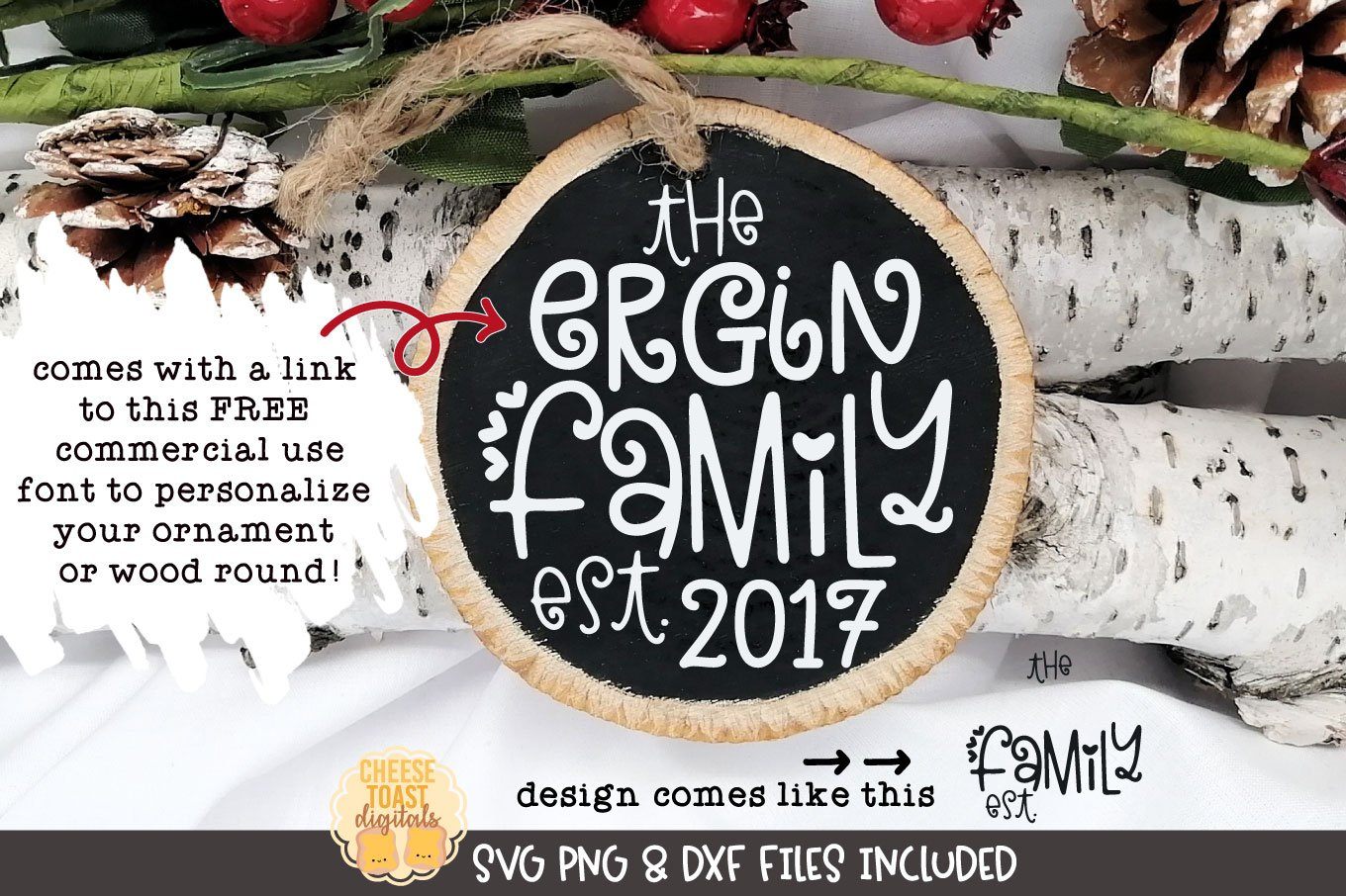 Download Christmas Ornament Svg Personalized Last Name Family Est Xxxx So Fontsy