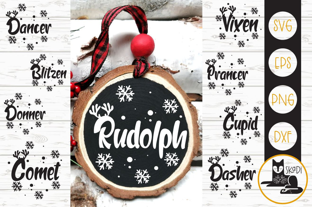 Download Christmas Santa's Reindeer Names Bundle SVG - So Fontsy