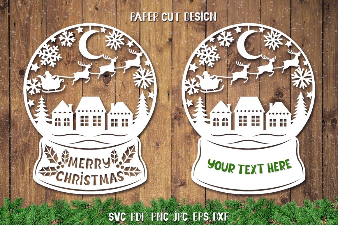 Christmas Snow Globe SVG,Snow Globe Paper Cut SVG