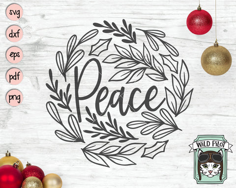 Download Christmas Peace Round Leaf Sign Svg Cut File So Fontsy