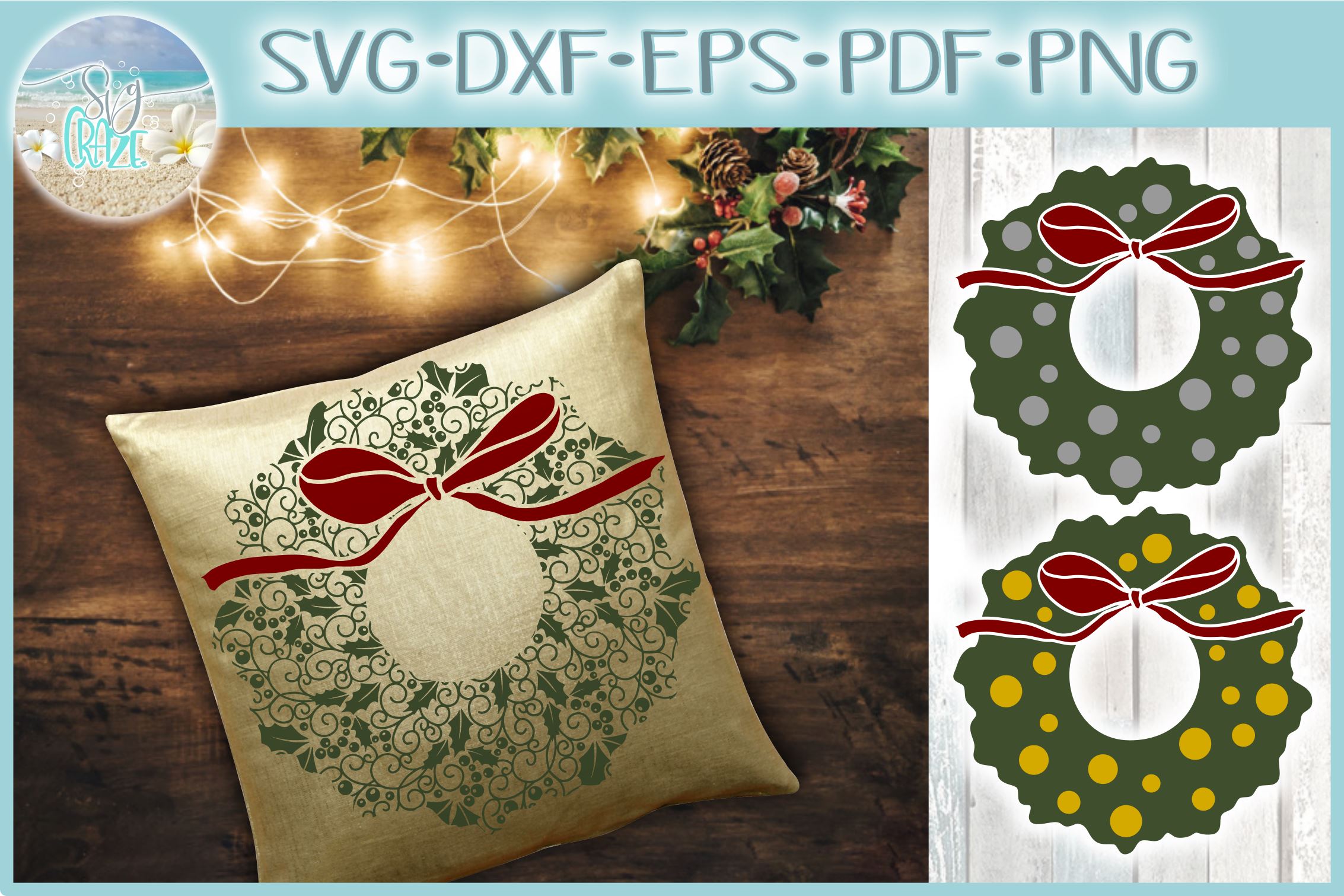 Download Christmas Wreath With Bow Mandala Zentangle Svg So Fontsy