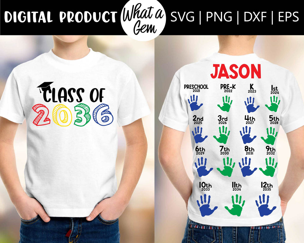 Class Of 2036 Svg Grow With Me Handprint Shirt Svg Back To School So Fontsy 6497