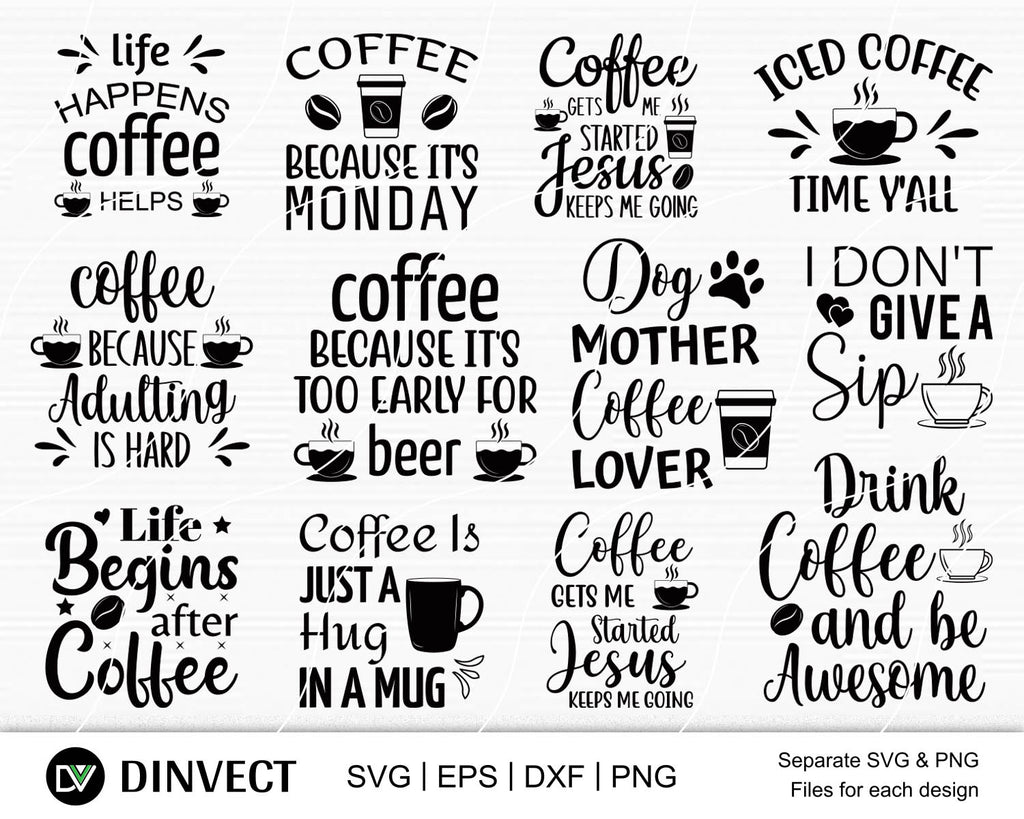 Download Coffee Bundle Svg Coffee Lover Svg Coffee Quote Svg Coffee Design Easy Cut Coffee Cut File For Cricut Silhouette Instant Download Digital Drawing Illustration Urtesi Com