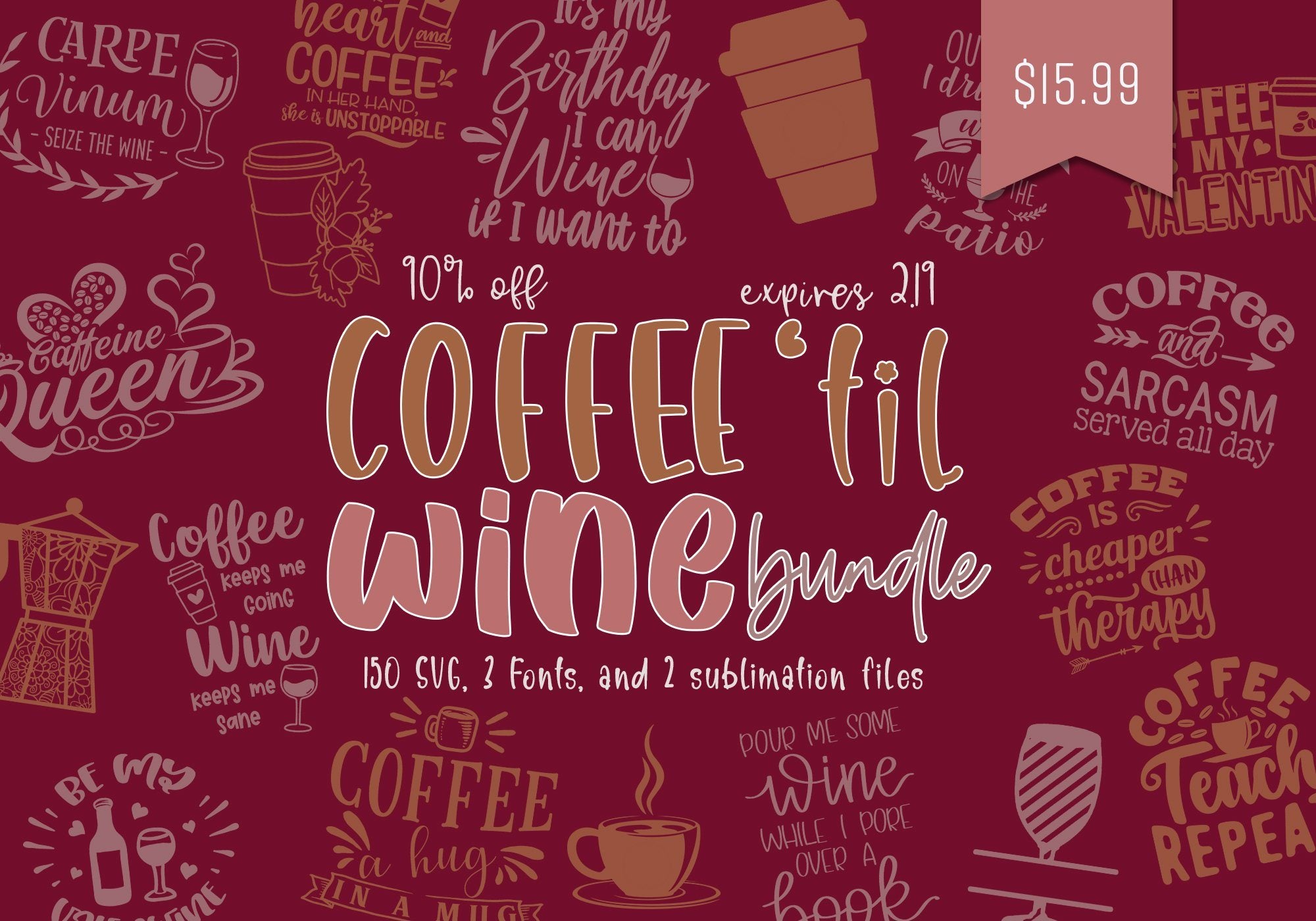 Download Coffee Til Wine Svg And Fonts Bundle So Fontsy