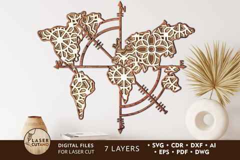 Download Compass Map Multilayer Laser Cut Files For Laser Cut Wood Cricut Cnc Round Sign Svg 3d Designs So Fontsy