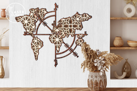 Download Compass Map Multilayer Laser Cut Files For Laser Cut Wood Cricut Cnc Round Sign Svg 3d Designs So Fontsy