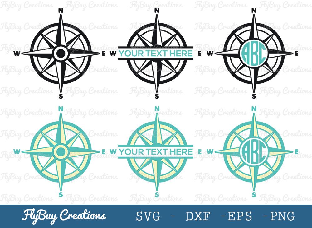 Download Compass Svg Cut File Nautical Compass Mountain Compass Travel Compass Split Monogram Circle Monogram So Fontsy