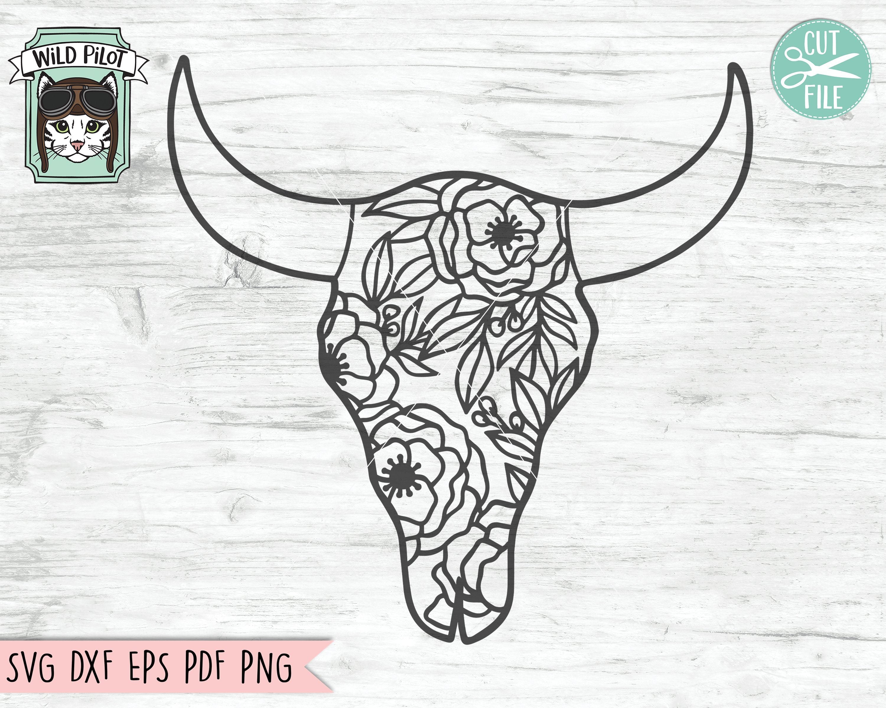 Download Cow Skull With Flowers Svg File Cow Skull Svg File Cow Skull Floral Svg Cow Skull Floral Cut File Southwest Svg Boho Svg Longhorn Bohemian Svg So Fontsy