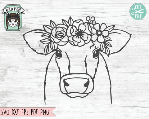 Download Cow With Flowers Svg Cut File So Fontsy