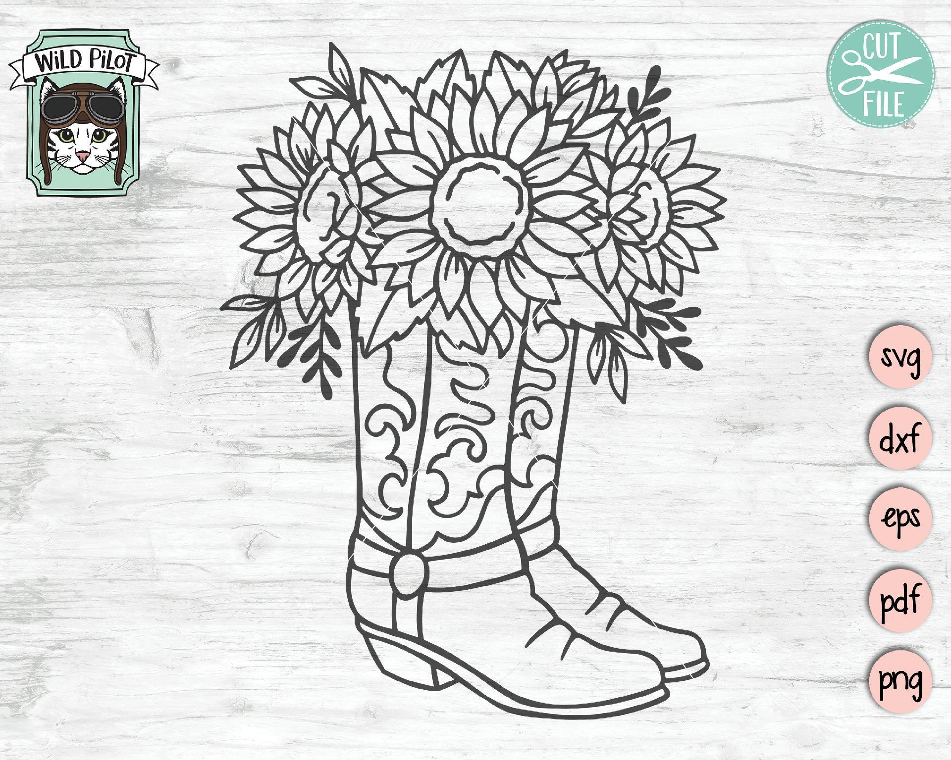 Cowboy Boots Sunflowers Svg Cut File So Fontsy