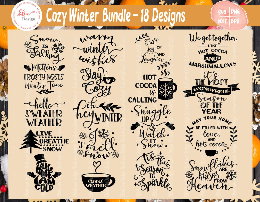 Cozy Winter Bundle - SVG, PNG, DXF, EPS - So Fontsy