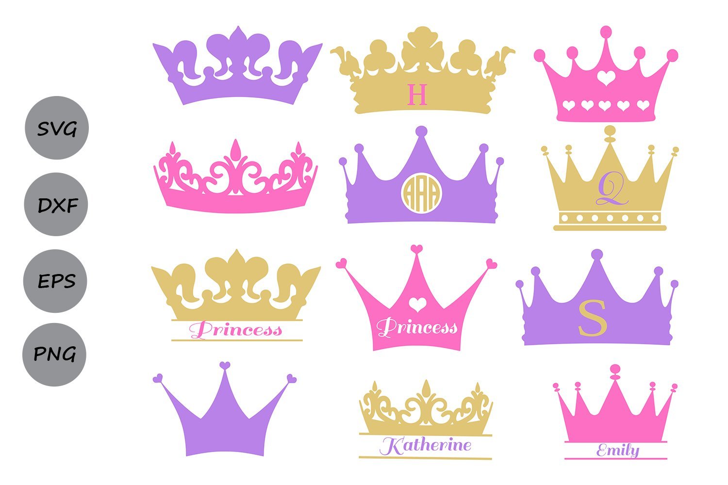 Crown Monogram Princess Crown Svg Cut Files So Fontsy