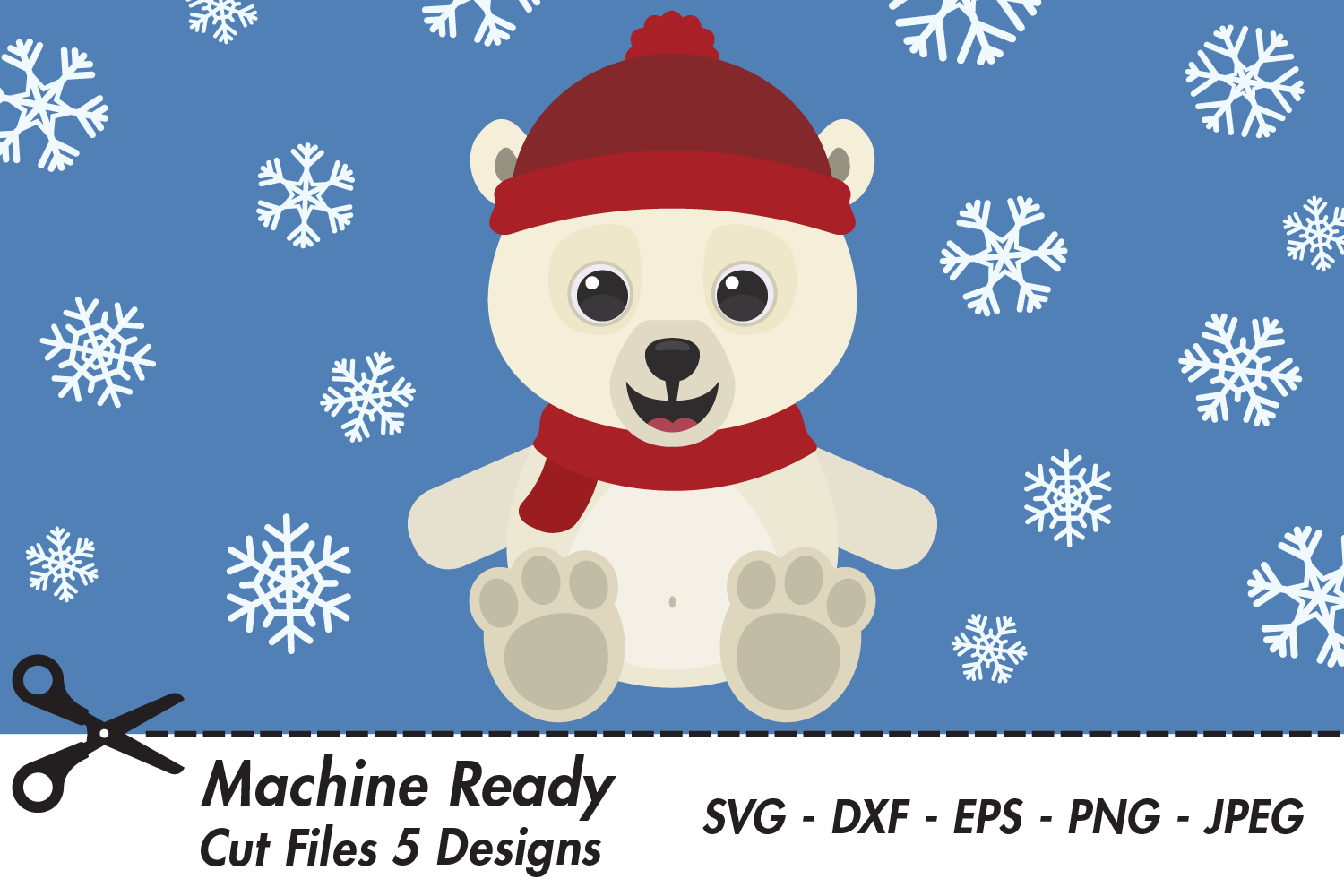 Download Cute Boy Polar Bear With Snowflakes So Fontsy