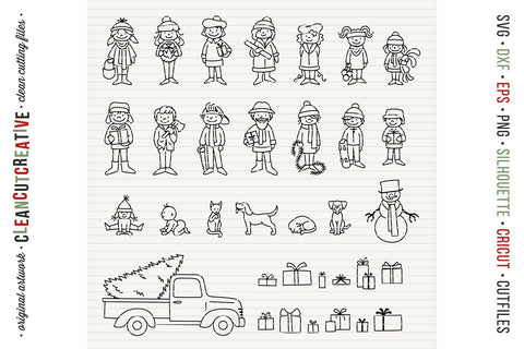 Download Cute Christmas Clan Family Stick Figures People Characters Svg So Fontsy