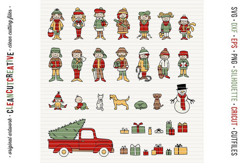 Download Cute Christmas Clan Family Stick Figures People Characters Svg So Fontsy