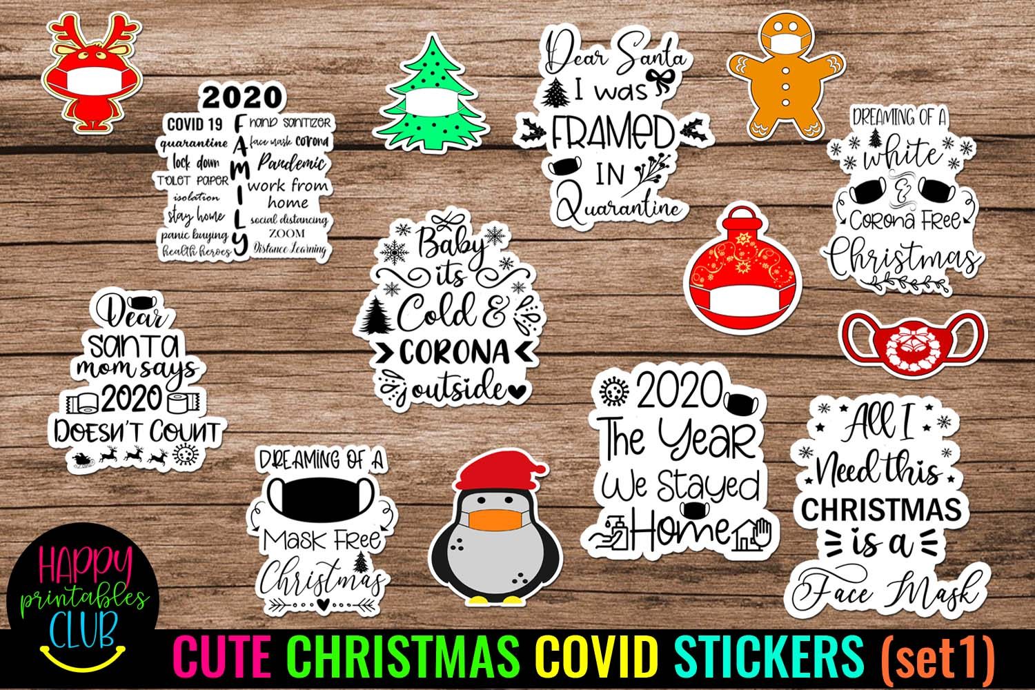 Download Cute Christmas Covid Stickers Christmas Quarantine Stickers So Fontsy