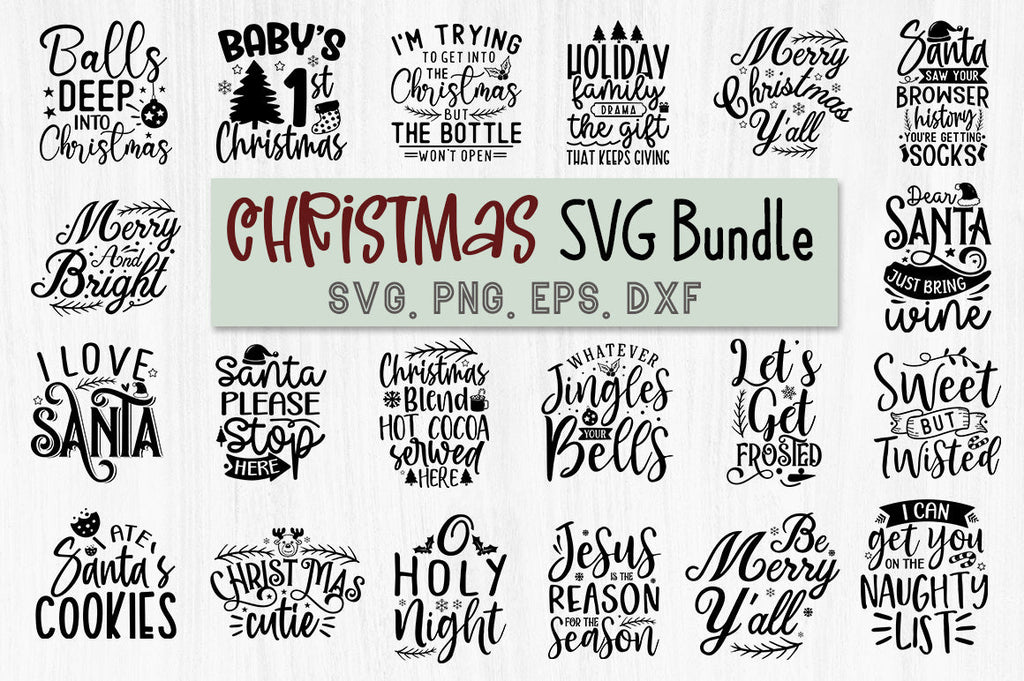 Cute Christmas Quotes Svg Bundle - So Fontsy