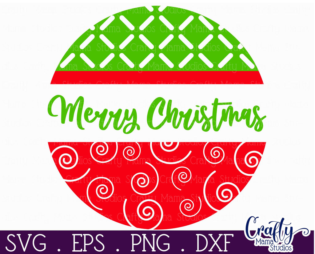 Cute Christmas Svg Round Sign | Merry Christmas Door Hanger - So Fontsy