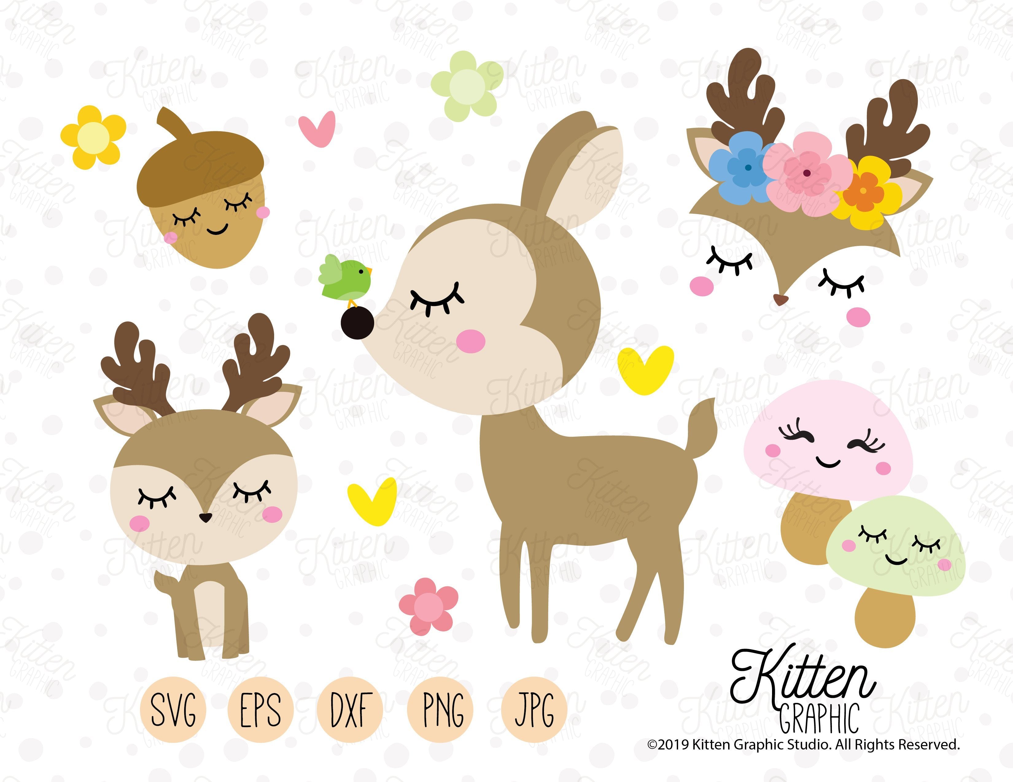 Download Cute Deer Clipart Set So Fontsy