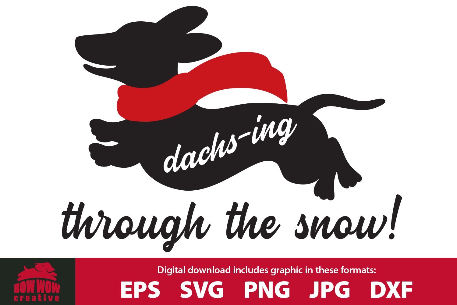 Download Dashing Through The Snow Dachshund Svg Sign Cutting File Clipart So Fontsy