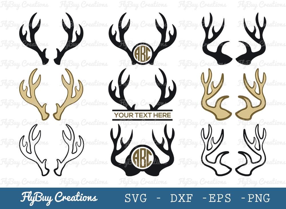 Download Deer Antlers Svg Cut File Deer Antlers Silhouette Circle Monogram Split Monogram So Fontsy