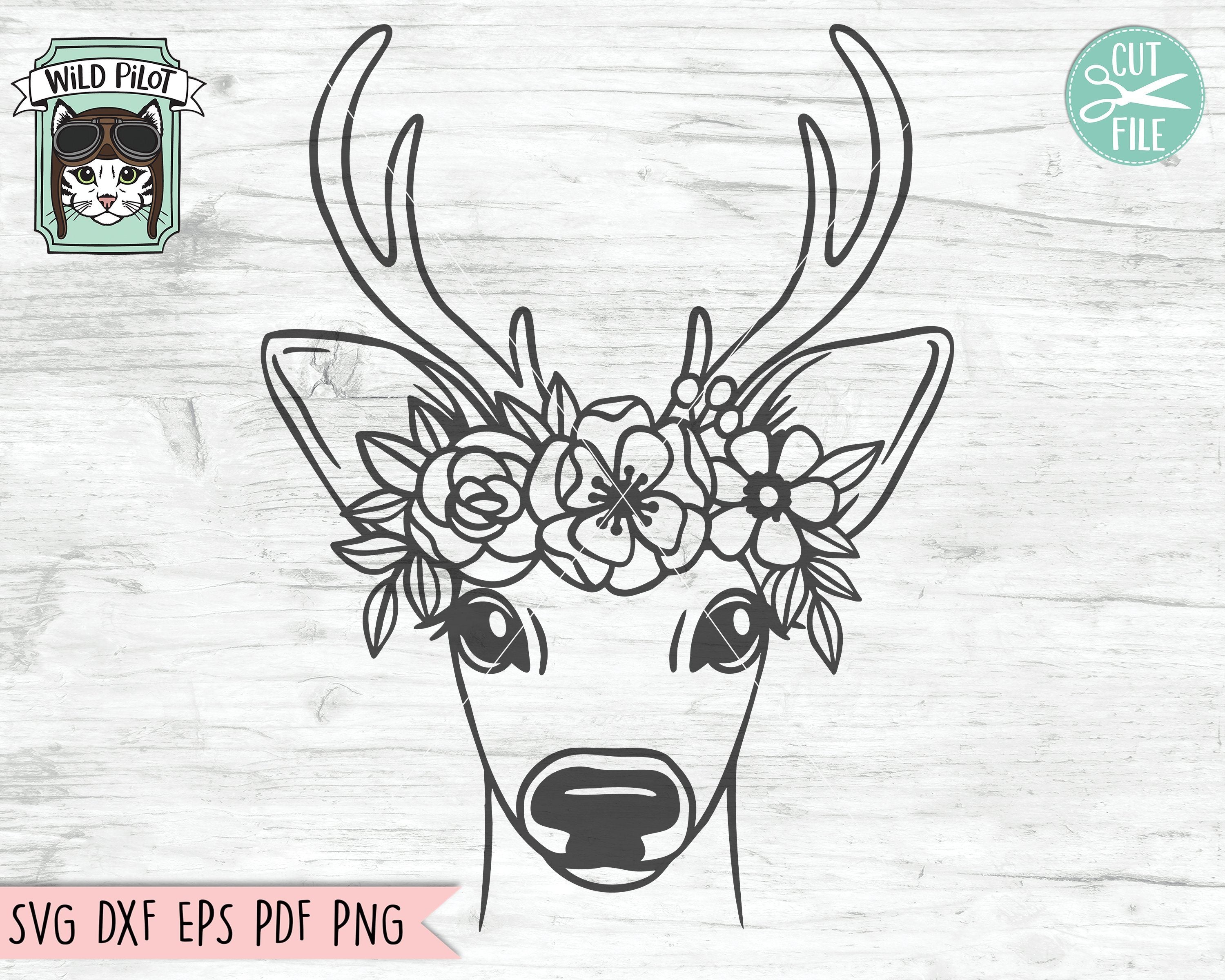 Download Deer Face Flower Crown Svg Cut File So Fontsy