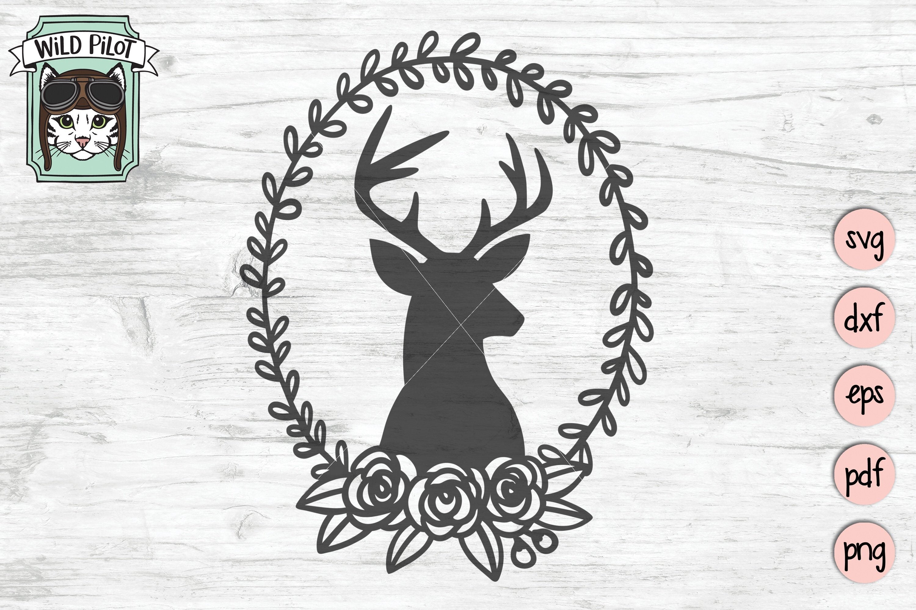 Download Deer Head Floral Wreath So Fontsy