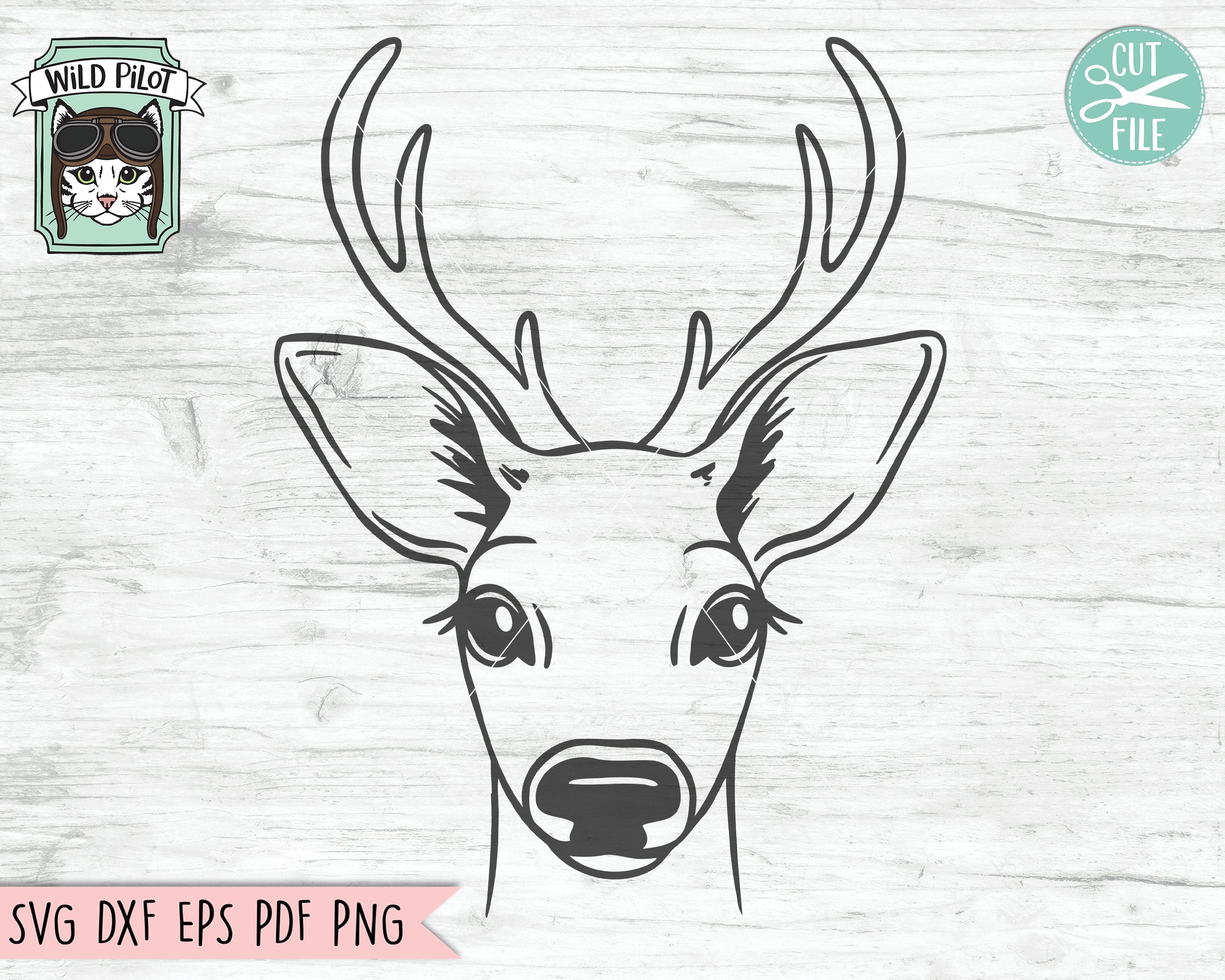 Download Deer Face With Antlers Svg Cut File So Fontsy