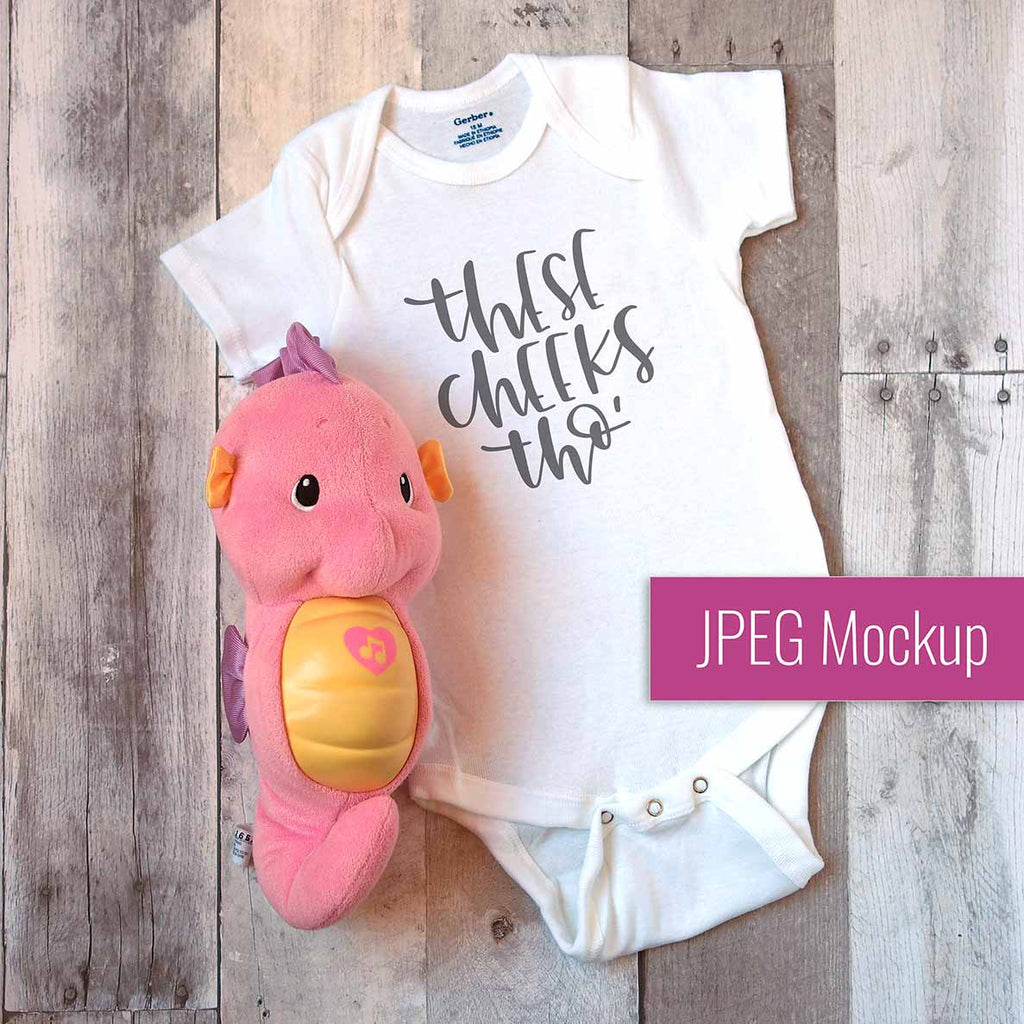 Download Digital Mockup | White Unisex Baby Bodysuit Mock Up | Styled Photo of Gerber Onesie Brand 18 ...