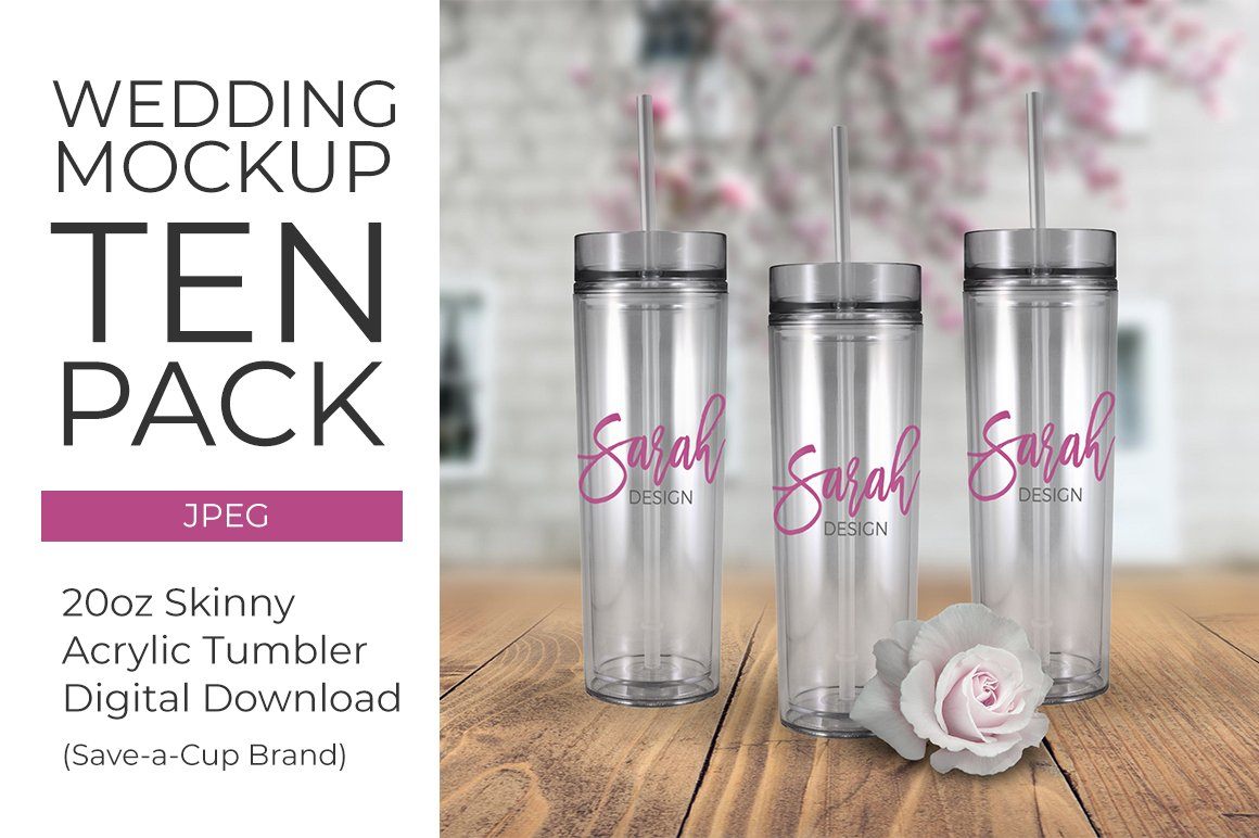 Download Digital Stock Photo Jpeg 20oz Skinny Acrylic Tumbler Mock Up Pack Of 10 Wedding Styled Double Wall So Fontsy