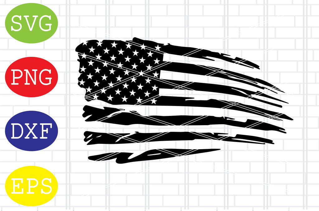 Distressed American Flag 02 Svg, Memorial Day Svg, Png, Eps, Dxf Files ...