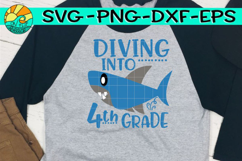 Download Diving Into Fourth Grade - Shark - SVG PNG EPS DXF - So Fontsy