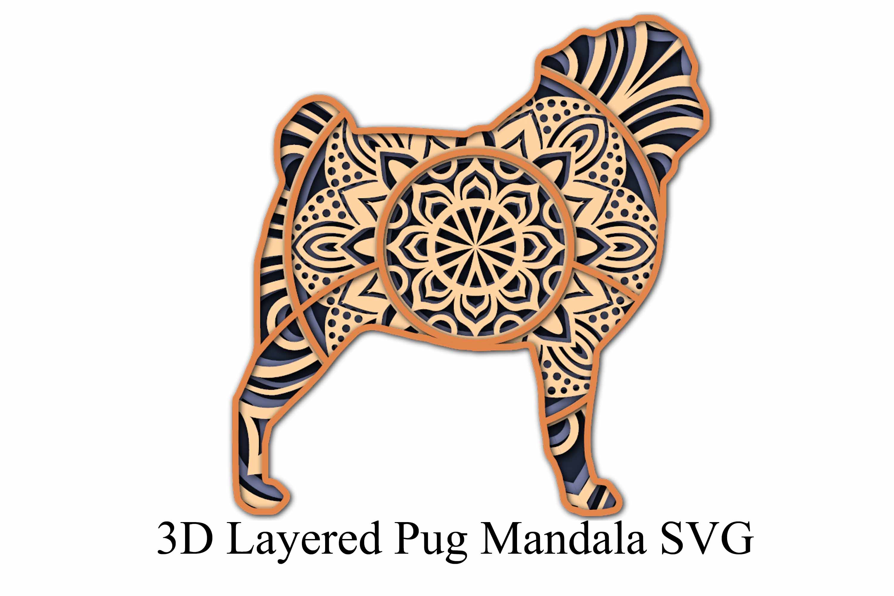 Dog Mandala Svg Layered Pug Mandala 4 Layers So Fontsy