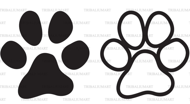 Dog paw print. Cut files for Cricut. Clip Art silhouettes (eps, svg