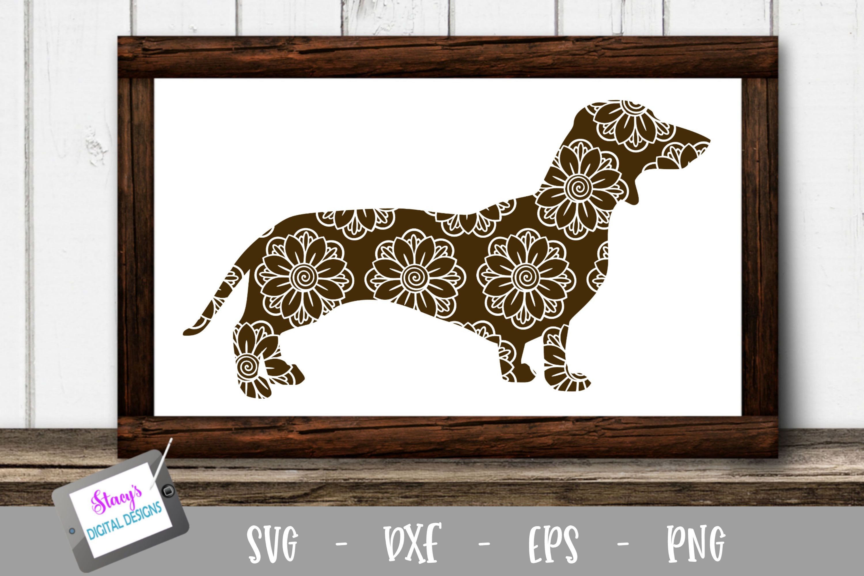 Download Dog Svg Dachshund With Floral Mandala Pattern So Fontsy