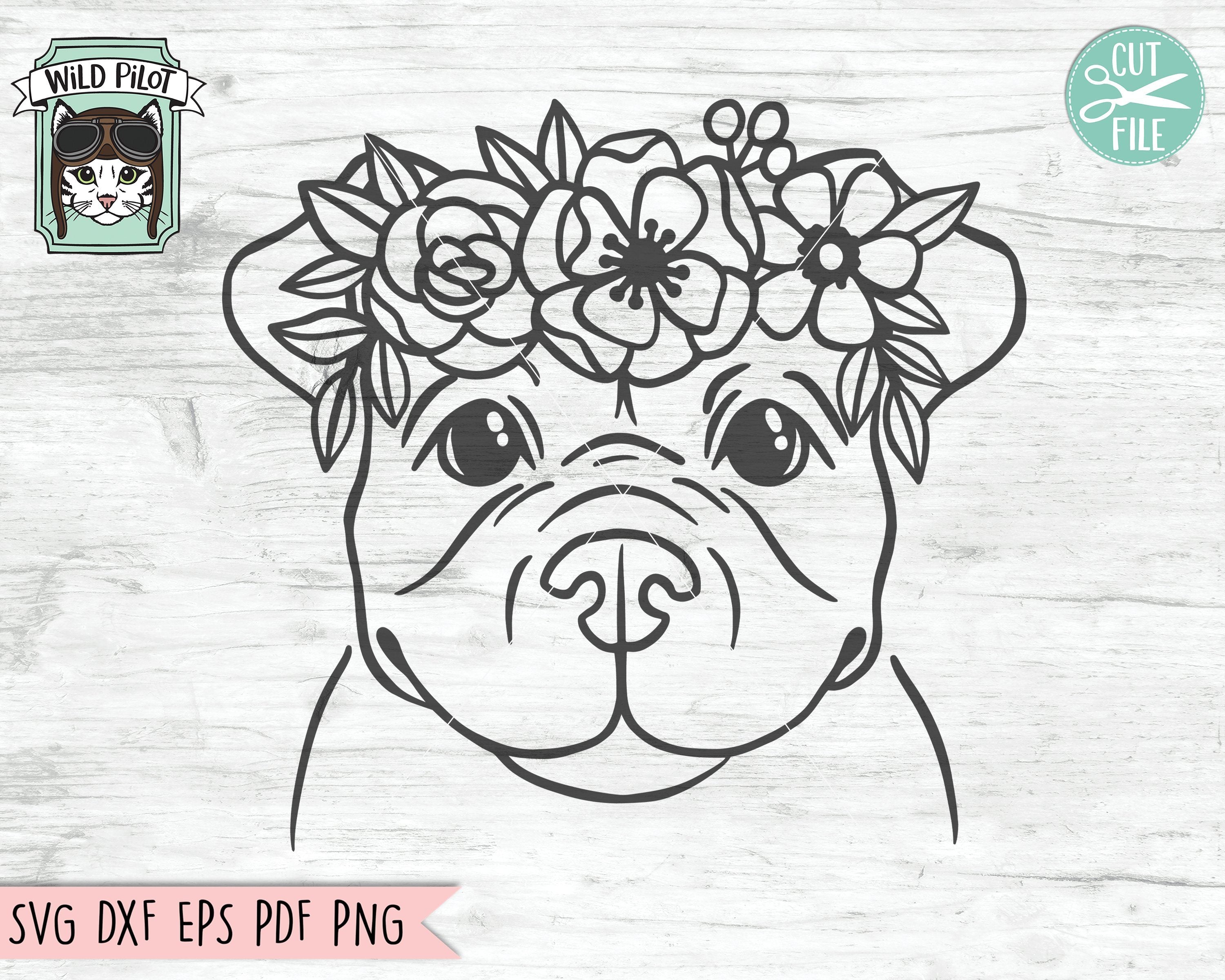 Download Pitbull Dog With Flower Crown Svg Cut File So Fontsy