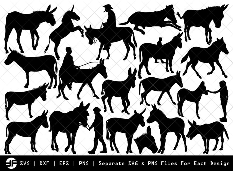 Download Donkey Svg Animal Svg Silhouette Bundle Svg Cut File So Fontsy