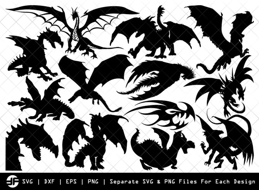 Download Dragon Svg Animal Svg Silhouette Bundle Svg Cut File So Fontsy