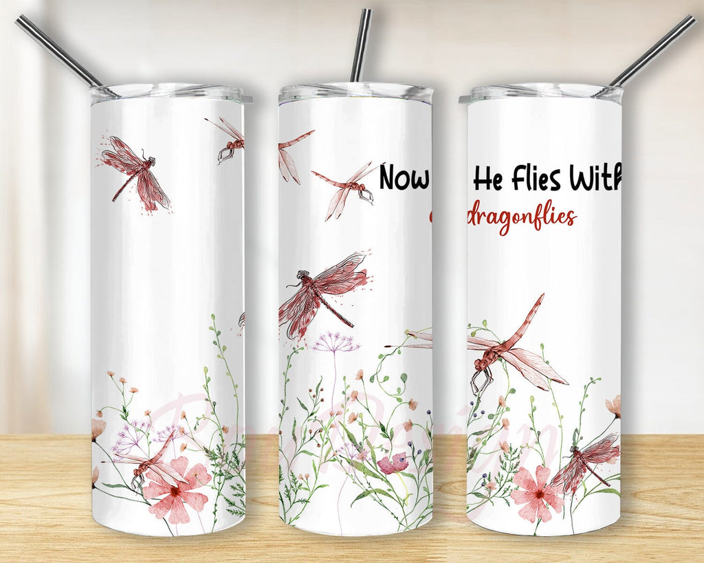 Dragonflies 20oz Skinny Tumbler Sublimation Designs, Dragonfly Tumbler ...