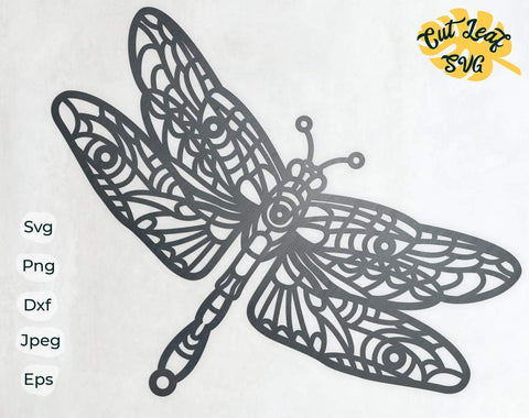 Download Dragonfly Svg Butterfly Svg Dxf Files For Plasma Cnc Files For Wood Zentangle Svg Mandala Dragonfly Floral Dragonfly Layered Svg So Fontsy