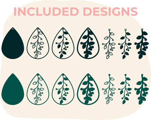 Download Earring Svg Floral Svg Flower Svg Faux Leather Earring Svg Botanical Svg Leather Earring Svg Teardrop Earrings Svg Botanical Earring So Fontsy