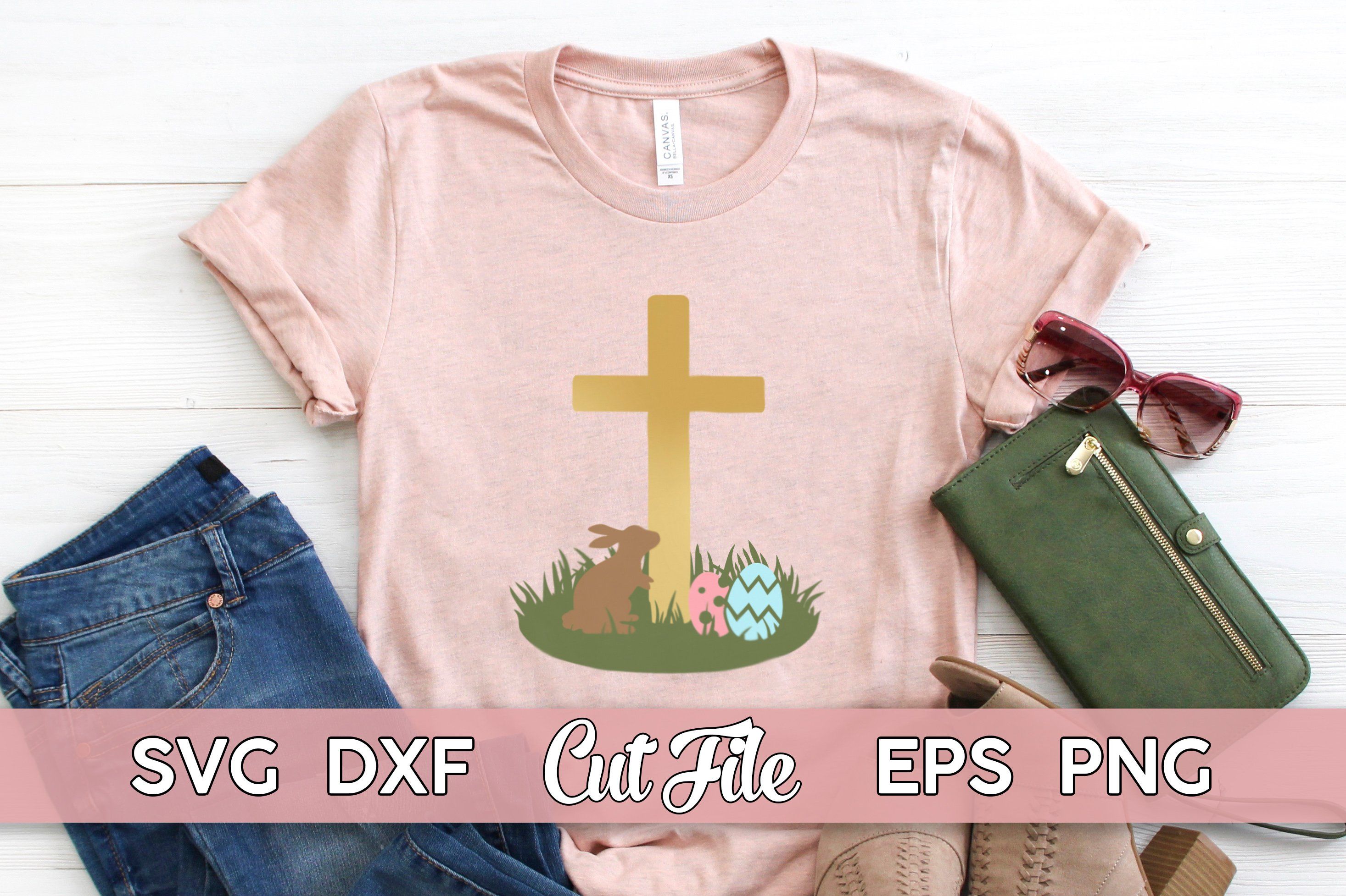 Download Easter Bunny And Cross Religious Easter Shirt Svg So Fontsy