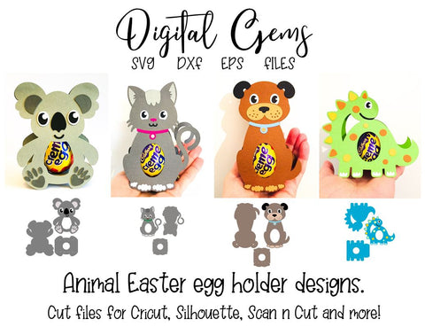 Download Easter Egg Holder Designs Koala Cat Dog And Dinosaur Svg Dxf Eps Files So Fontsy