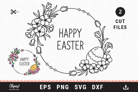 Download Easter Svg Floral Wreath Svg Dxf Png Eps Easter Circle Monogram Svg So Fontsy