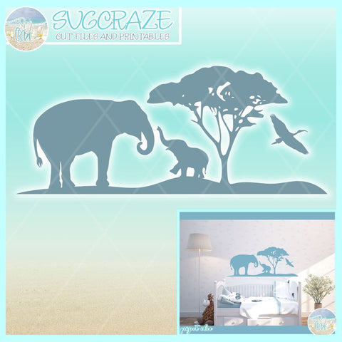 Download Elephant Mother And Baby Safari Silhouette Svg So Fontsy