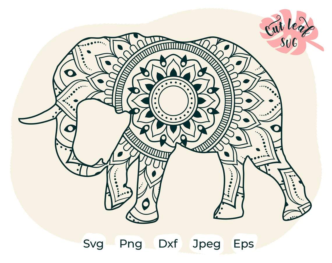 Elephant Svg Mandala Svg Zentangle Svg Mandala Monogram Svg Mandala Decal Flower Svg Floral Svg Yoga Svg So Fontsy