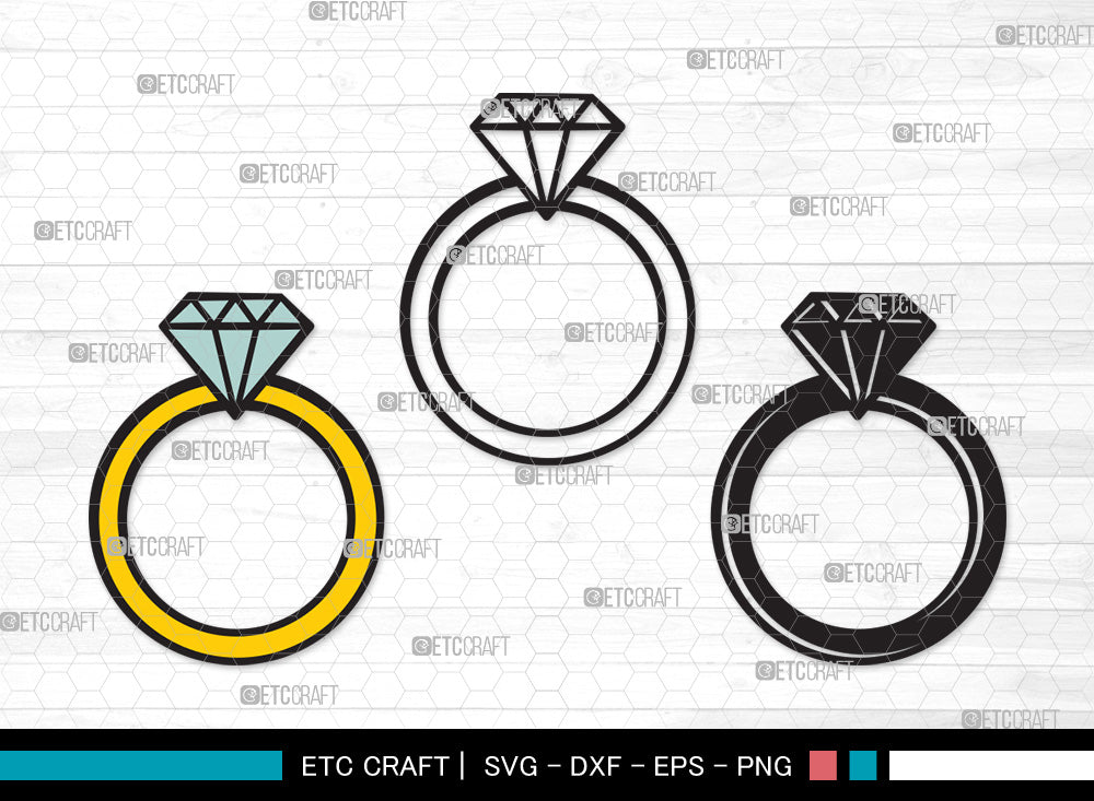 Engagement Ring Clipart SVG | Diamond Ring Svg | Wedding Ring Svg ...