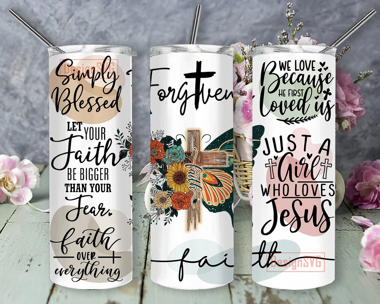 Faith 20oz Skinny Tumbler, Christian Tumbler Png, Bible Verse Tumbler ...