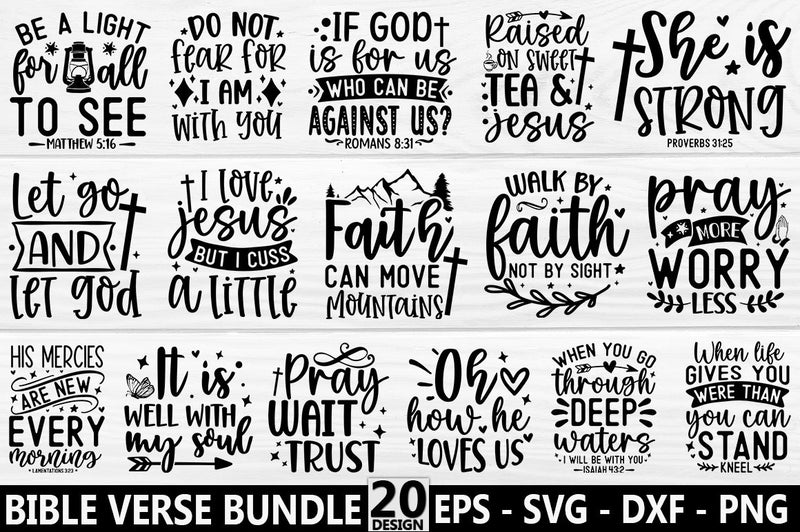 Faith Bible Verse Religious Christian Jesus SVG Bundle - So Fontsy